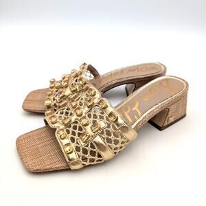 Sam Edelman Webster Slide Sandals Women's Amber Gold Multi Size US6.5M EU36.5
